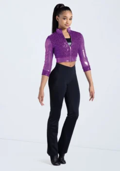 Weissman Cropped Sequin Jacket -Dance Clothing Store 14236 electricpurple 048 52549.1678889060