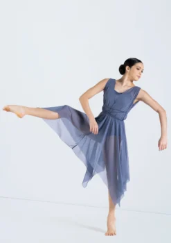 Weissman Mesh Handkerchief Hem Dress -Dance Clothing Store 14292 indigo 12103 78389.1698816781