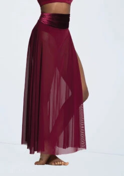 Weissman Velvet Waist Mesh Maxi Skirt 8 Weissman Velvet Waist Mesh Maxi Skirt -Dance Clothing Store 14299 blackcherry 7510 53815.1698816780