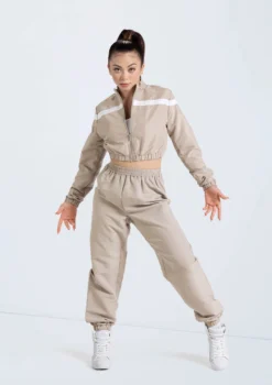 Weissman Cropped Track Jacket -Dance Clothing Store 14304 latte 14308 latte 441 94625.1698816780