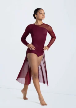 Weissman Long Sleeve Back Panel Leotard -Dance Clothing Store 14423 blackcherry 440 04533.1678889488