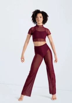 Weissman Cropped Power Mesh Tee -Dance Clothing Store 14428 blackcherry 14430 blackcherry 924 28781.1678889503