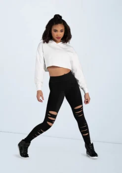 Weissman Long Sleeve Cropped Hoodie -Dance Clothing Store AH10417 white MT10411 black 2689 10406.1678890513