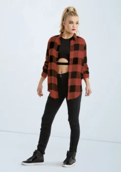 Weissman Oversized Buffalo Plaid Shirt -Dance Clothing Store AH10810 paprika 0010 47656.1678890532