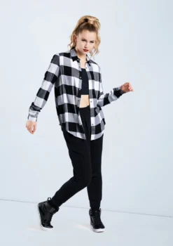 Weissman Oversized Buffalo Plaid Shirt -Dance Clothing Store AH10810 white AH7841 black 775 24591.1678890532
