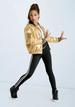 Weissman Unisex Metallic Bomber Jacket -Dance Clothing Store AH11028 gold MT10509 blackwhite 029 16361.1698718353