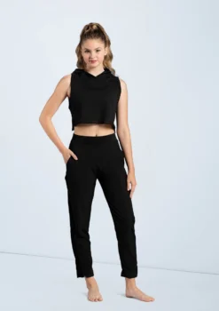 Weissman Hooded Sleeveless Crop Top -Dance Clothing Store AH9207 AH12047 black 6802 22890.1698840275