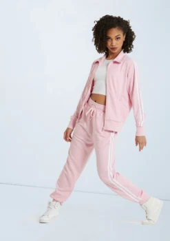 Weissman Stripe Sleeve Track Jacket -Dance Clothing Store AH9280 pink AH9281 pink 011 15128.1678890724