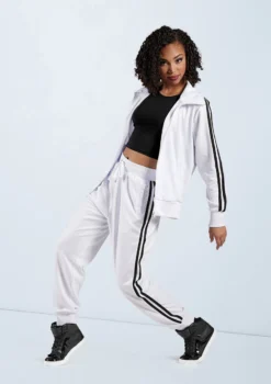 Weissman Stripe Sleeve Track Jacket -Dance Clothing Store AH9280 white AH9281 white 2699 54449.1678890723