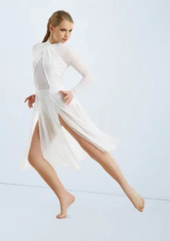 Weissman Mesh Halter Wrap Midi Dress -Dance Clothing Store D10402 white 020 35278.1678890747