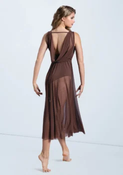 Weissman Double Cowl Mesh Maxi Dress