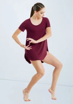 Weissman Oversized Favorite Tee Dress -Dance Clothing Store D10565 blackcherry 432 21292.1698450226