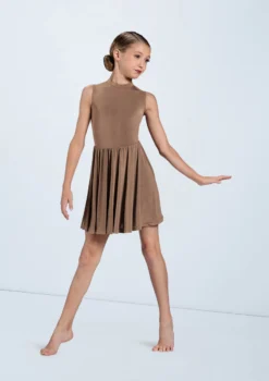 Weissman Keyhole Back Skater Dress -Dance Clothing Store D11782 mocha 6192 31532.1678890837