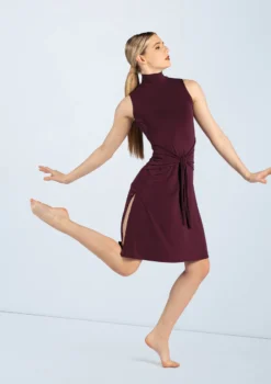 Weissman Knotted Tunic Dress -Dance Clothing Store D12228 raisin 0479 61252.1678890852