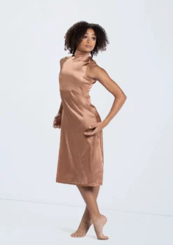 Weissman Charmeuse Mock Neck Dress -Dance Clothing Store D13067 warmsand 272 62523.1698840477
