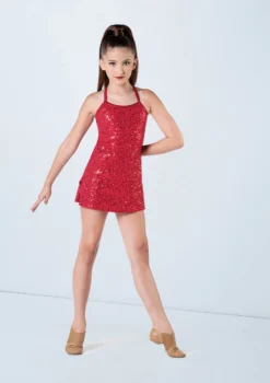 Weissman Sequin Camisole Dress -Dance Clothing Store D13183 red 933 86546.1698840477