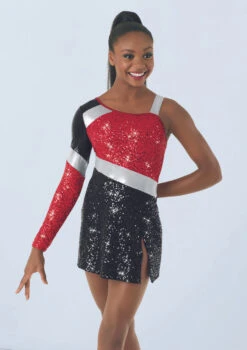 Weissman Colorblock Sequin Dress -Dance Clothing Store D9691 red black 1343 59903.1678890973