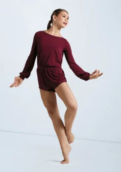 Weissman Blouson Sleeve Romper -Dance Clothing Store MJ11565 blackcherry 160271 53871.1698450384