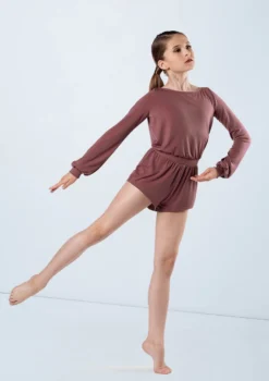 Weissman Blouson Sleeve Romper -Dance Clothing Store MJ11565 rosewood 616 68150.1678891000