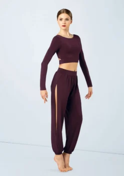 Weissman Knotted Back Crop Top -Dance Clothing Store MJ12211 raisin MJ12237 raisin 4624 16321.1678891014