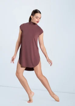 Weissman Mock Neck Tee Dress -Dance Clothing Store MJ12796 rosewood 703 08043.1698840483