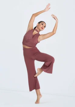 Weissman Matte Jersey Cowl Crop Top