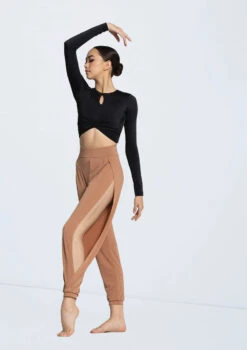 Weissman Twist Front High-Low Top -Dance Clothing Store MJ13068 black MJ12237 warmsand 10783 81307.1678891088