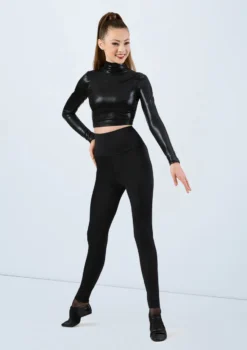 Weissman Premium Metallic Crop Top -Dance Clothing Store ML12486 black ML7447 0434 73548.1698840495