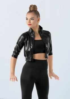 Weissman Cropped Metallic Jacket -Dance Clothing Store ML9703 black 1078 30712.1698840495
