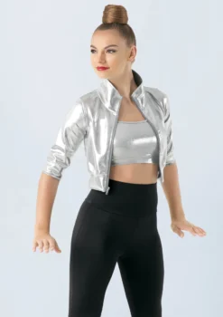 Weissman Cropped Metallic Jacket -Dance Clothing Store ML9703 silver 1088 43776.1678891105
