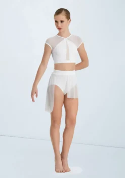 Weissman Illusion Mesh Crop Top -Dance Clothing Store MT10463 white S10466 white 285 06695.1678891125