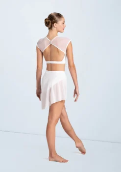 Weissman Illusion Mesh Crop Top -Dance Clothing Store MT10463 white S12195 white 13506 51589.1678891126