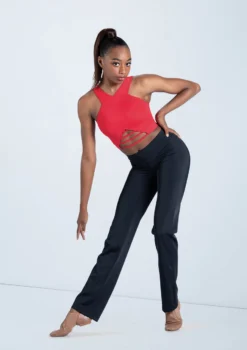 Weissman Lattice Front Crop Top -Dance Clothing Store MT10485 red MT2215N black 539 05542.1678891130