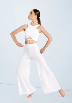 Weissman Lattice Front Crop Top -Dance Clothing Store MT10485 white MJ12612 white 663 29462.1678891129