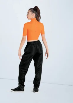 Weissman Half Sleeve Mock Neck Crop Top -Dance Clothing Store MT13138 ember AH12406 black 237 09263.1678891243