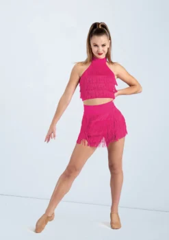 Weissman Fringe Mock Neck Crop Top