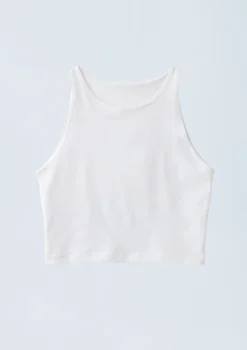 Weissman Cotton High Neck Crop Top -Dance Clothing Store PT9424 white 0996 35645.1678891443