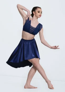 Weissman Charmeuse High-Low Skirt -Dance Clothing Store S13088 navy 3020 79470.1698718732