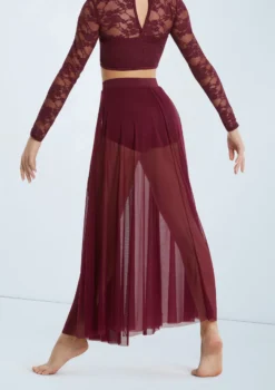Weissman High Waist Mesh Maxi Skirt -Dance Clothing Store S7823 blackcherry 112384 97220.1698840527