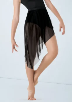 Weissman Asymmetrical Mesh Skirt -Dance Clothing Store S9714 black 1773 09820.1698840527