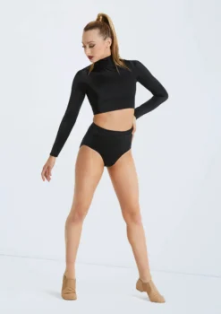 Weissman Lustre Long Sleeve Crop Top -Dance Clothing Store SH11072 black SH11074 black 128952 57028.1678891504