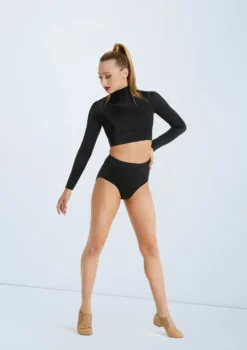 Weissman Lustre Long Sleeve Crop Top -Dance Clothing Store SH11072 black SH11074 black 128952 77146.1698450578