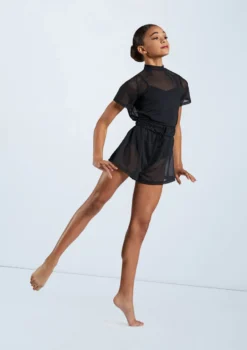 Weissman Mock Neck Power Mesh Romper