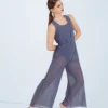Weissman Cowl Drape Power Mesh Jumpsuit