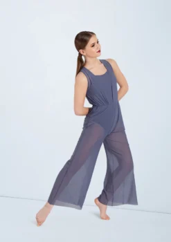 Weissman Cowl Drape Power Mesh Jumpsuit