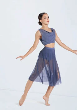 Weissman Midi Length Mesh Skirt 11 Weissman Midi Length Mesh Skirt -Dance Clothing Store SM12768 S9768 slateblue 397 12067.1678891501