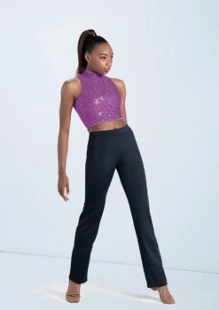 Weissman Sequin Sleeveless Crop Top -Dance Clothing Store SQ10319 electripurple MT2215N black 612 21102.1678891676