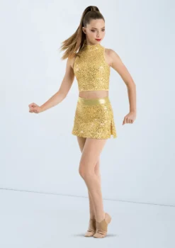 Weissman Sequin Sleeveless Crop Top -Dance Clothing Store SQ10319 gold S10321 gold 307 07249.1678891676