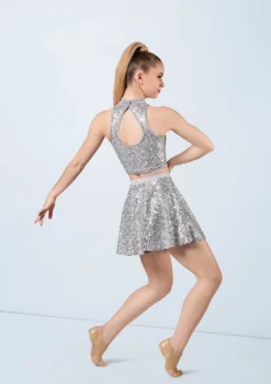Weissman Sequin Sleeveless Crop Top -Dance Clothing Store SQ10319 silver S12431 silver 09 07418.1678891676