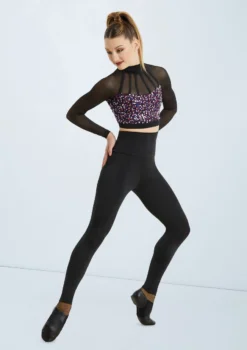 Weissman Cage Strap Sequin Crop Top -Dance Clothing Store SQ10732 electricpurple MT7447 black 009 76612.1698450670